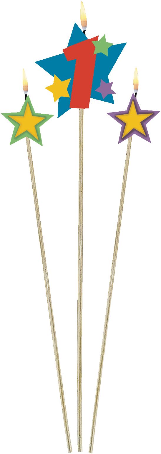 Star Number 1 Toothpick Wax Candle Set, 6-in
