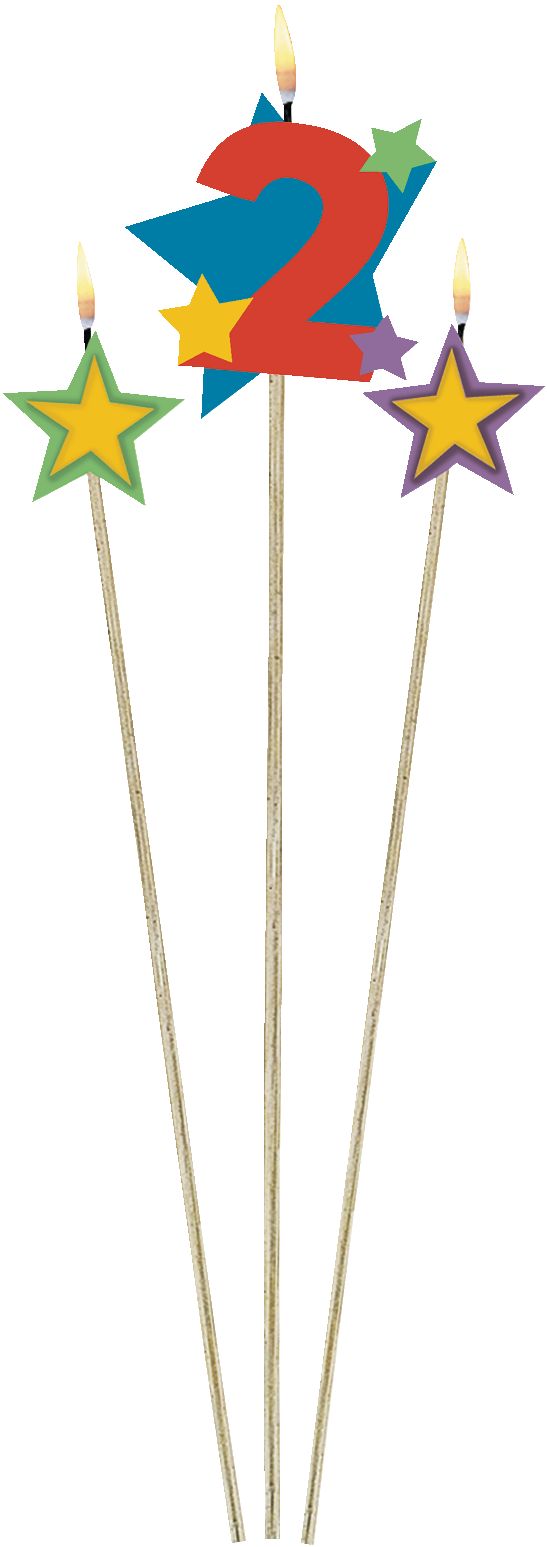 Star Number 2 Toothpick Wax Candle Set, 6-in