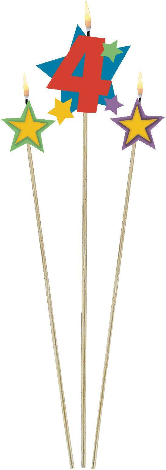 Star Number 4 Toothpick Wax Candle Set, 6-in