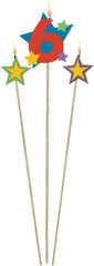 Star Number 6 Toothpick Wax Candle Set, 6-in