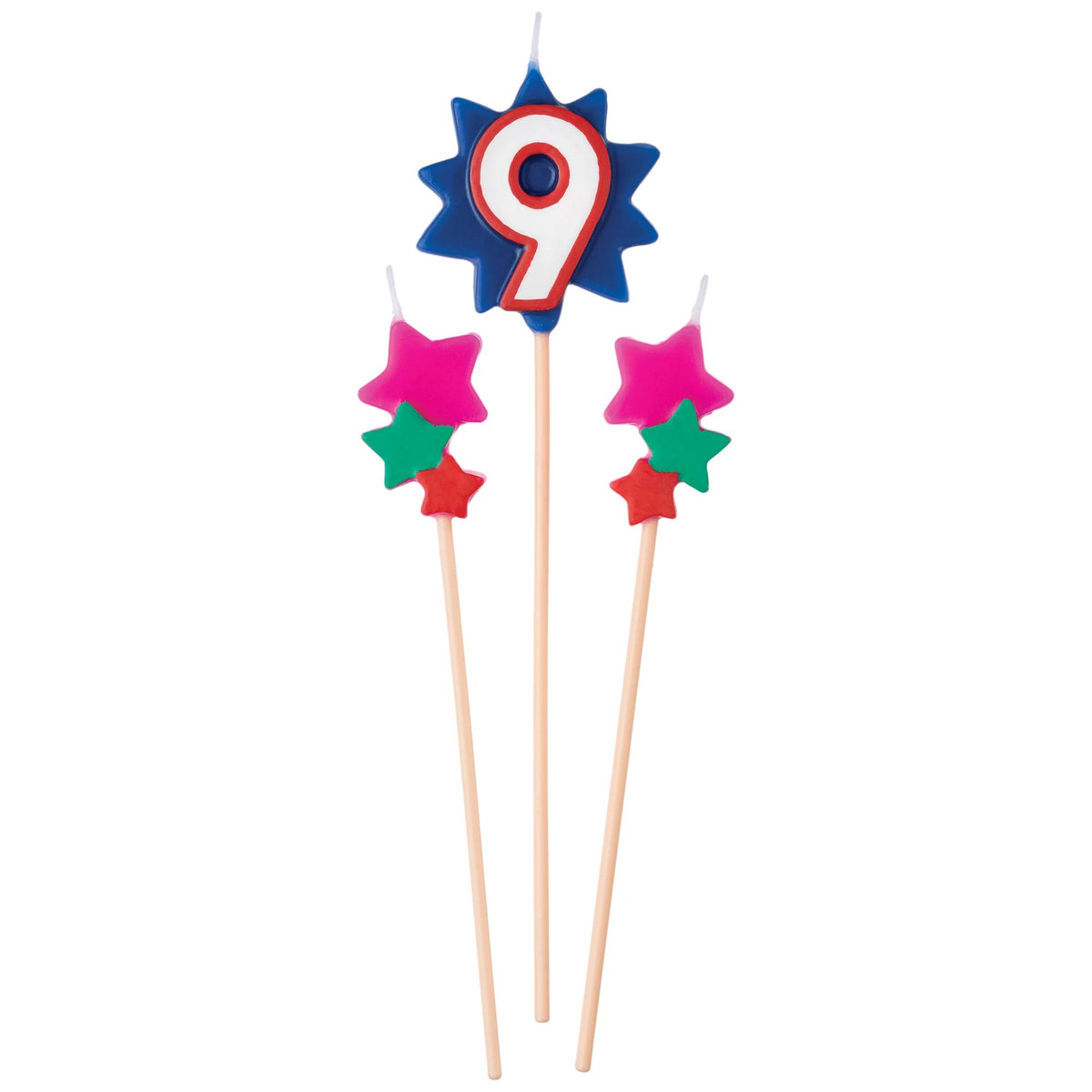 Star Number 9 Toothpick Wax Candle Set, 6-in