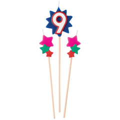 Star Number 9 Toothpick Wax Candle Set, 6-in