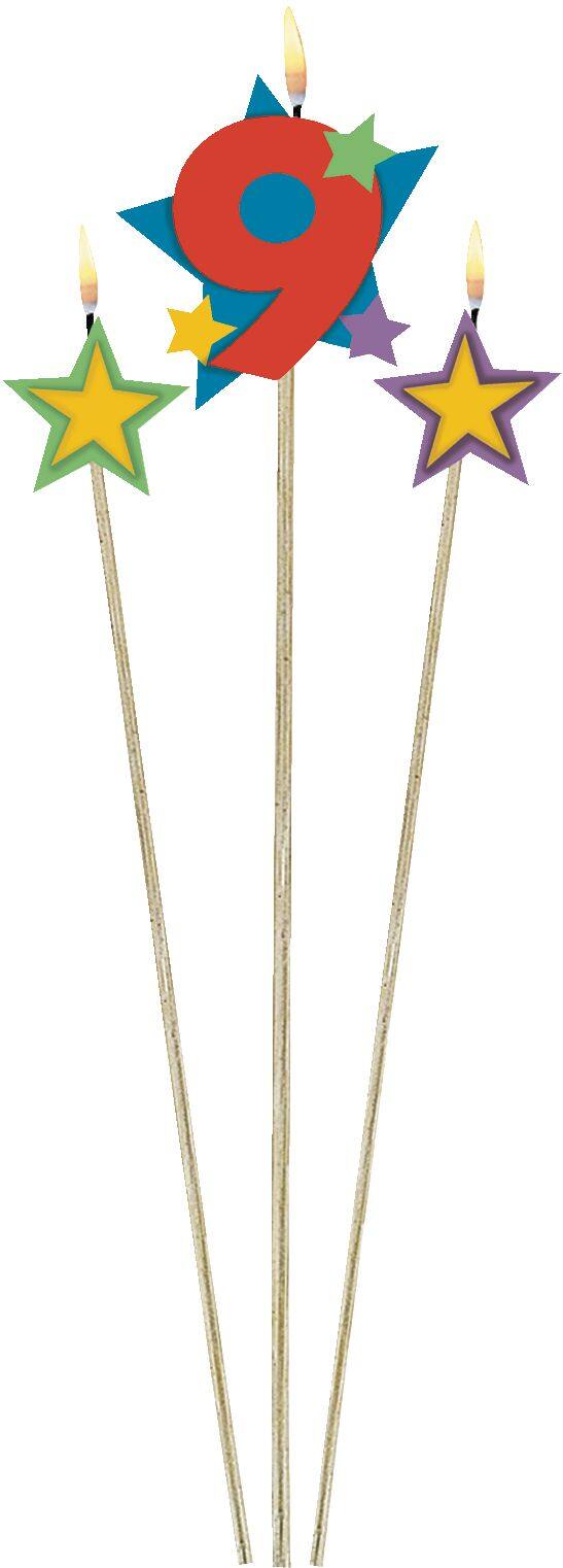 Star Number 9 Toothpick Wax Candle Set, 6-in