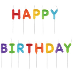 Multi-Colored Happy Birthday Letter Candles, 3-inch, 13-pk