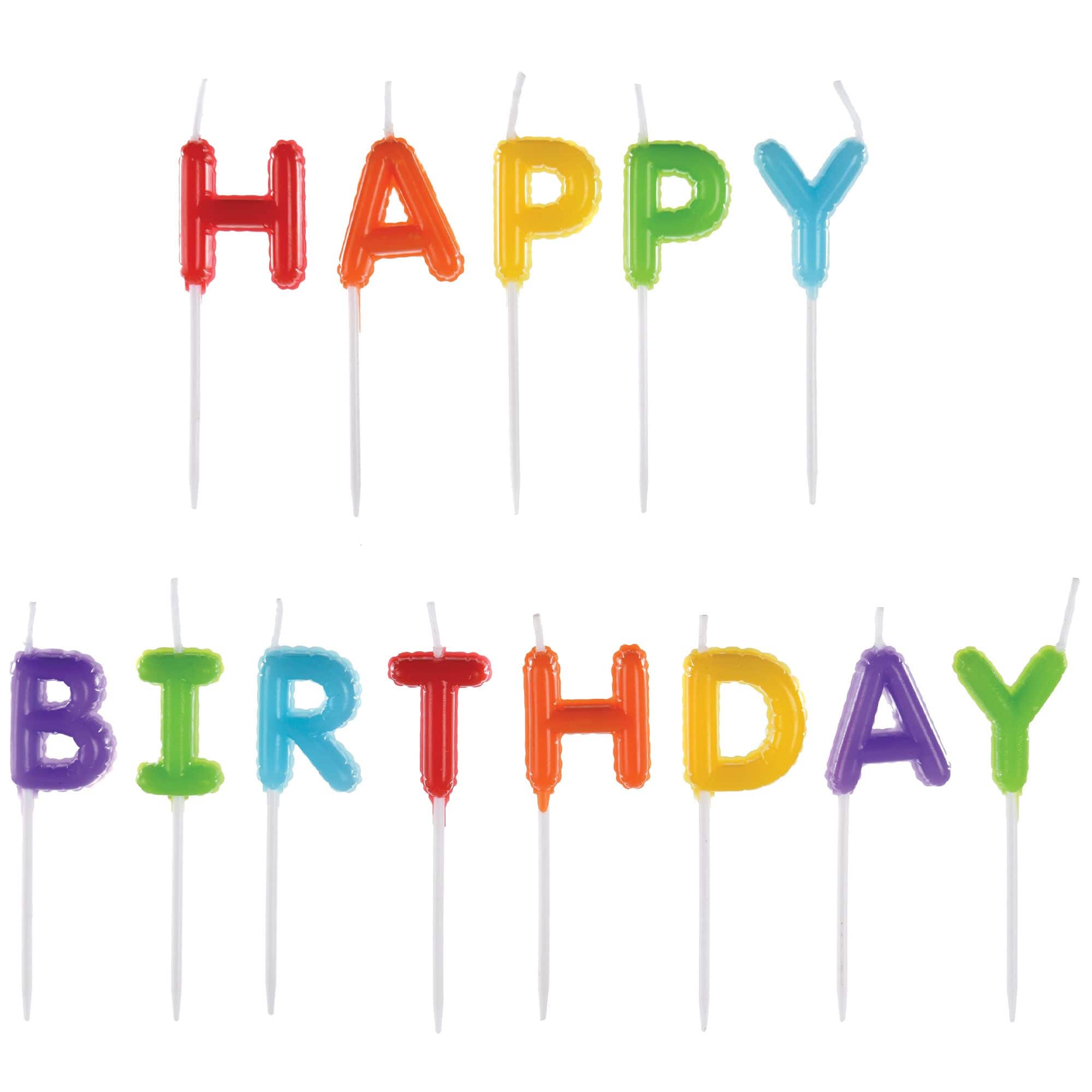 Multi-Colored Happy Birthday Letter Candles, 3-inch, 13-pk