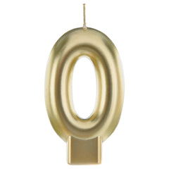 Metallic Gold Number 0 Molded Candle