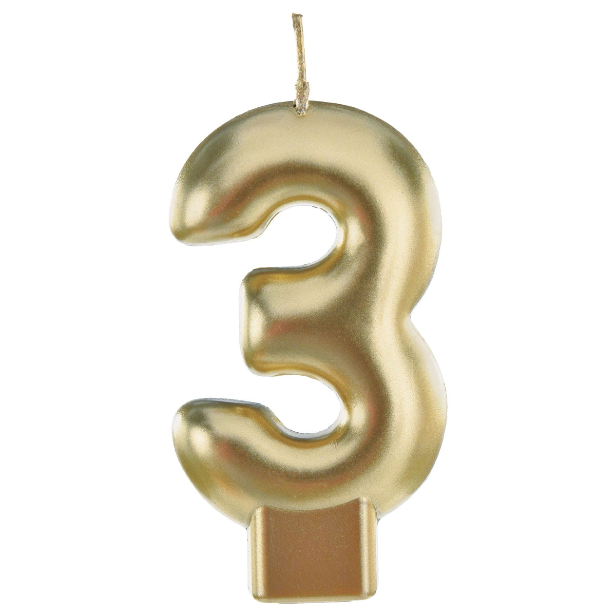 Metallic Gold Number 3 Molded Candle