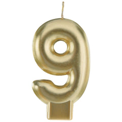 Metallic Gold Number 9 Candle