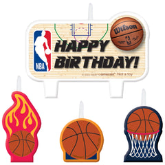 NBA Happy Birthday Wax Candle Set, Brown, 4.5-inch, 4-pk