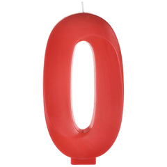 Bright Red Number 0 Birthday Candle, 5.25-in