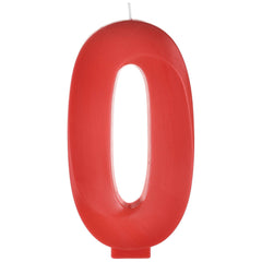 Bright Red Number 0 Birthday Candle, 5.25-in
