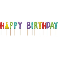 Glittery Happy Birthday Candle Picks, 14-pcs