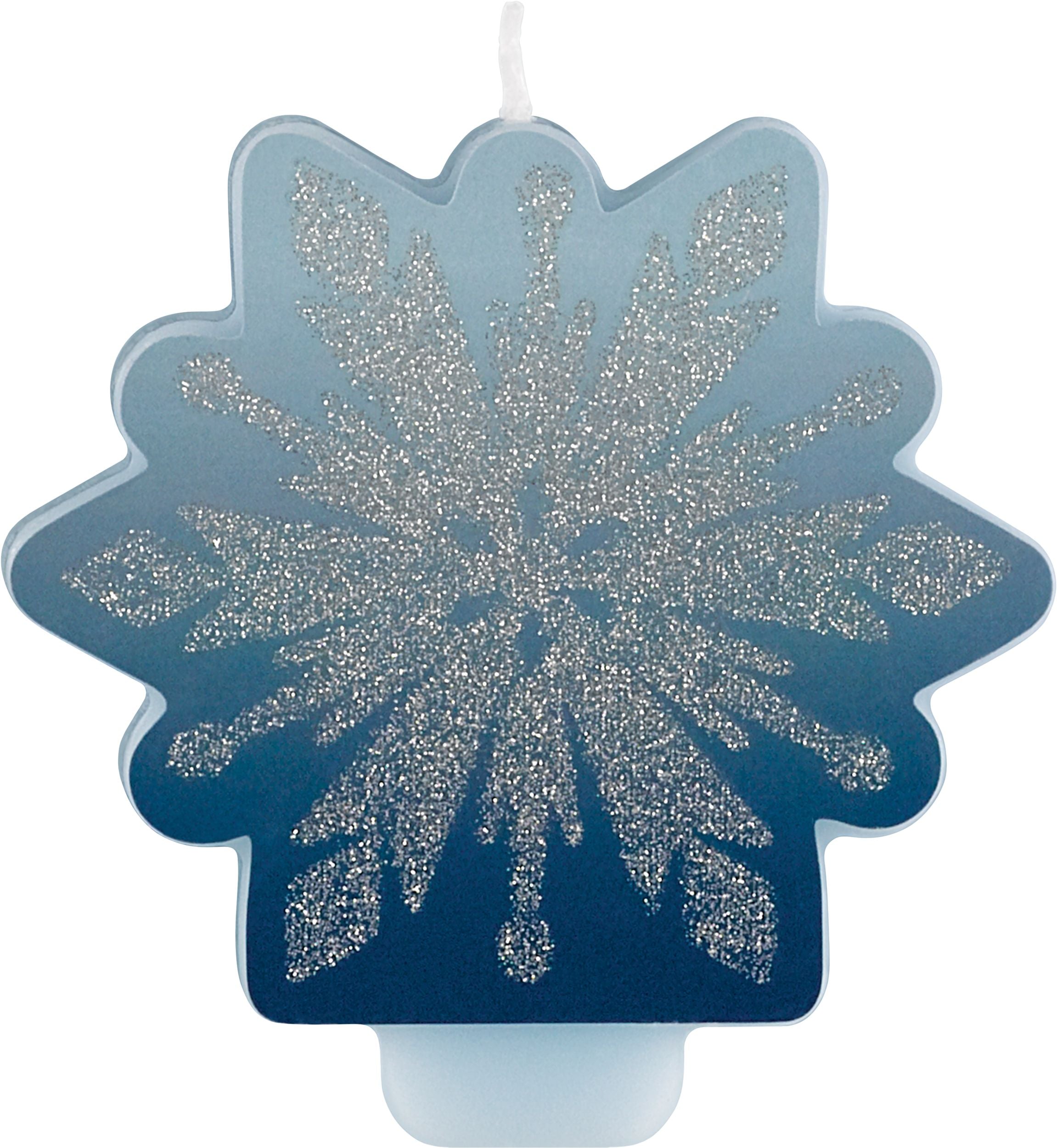 Disney Frozen Glitter Snowflake Candle, Blue/Silver, 3 inch