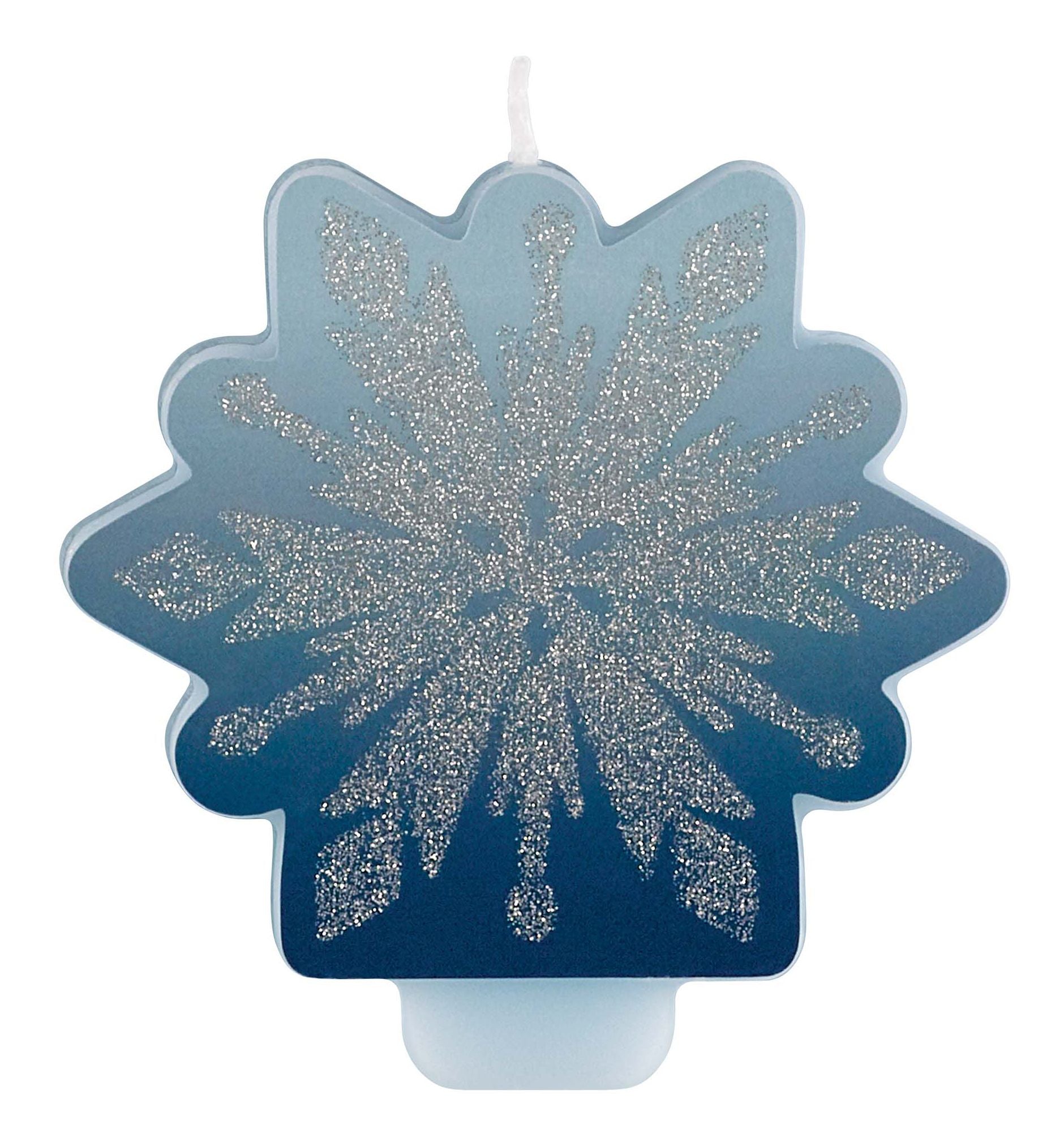 Disney Frozen Glitter Snowflake Candle, Blue/Silver, 3 inch