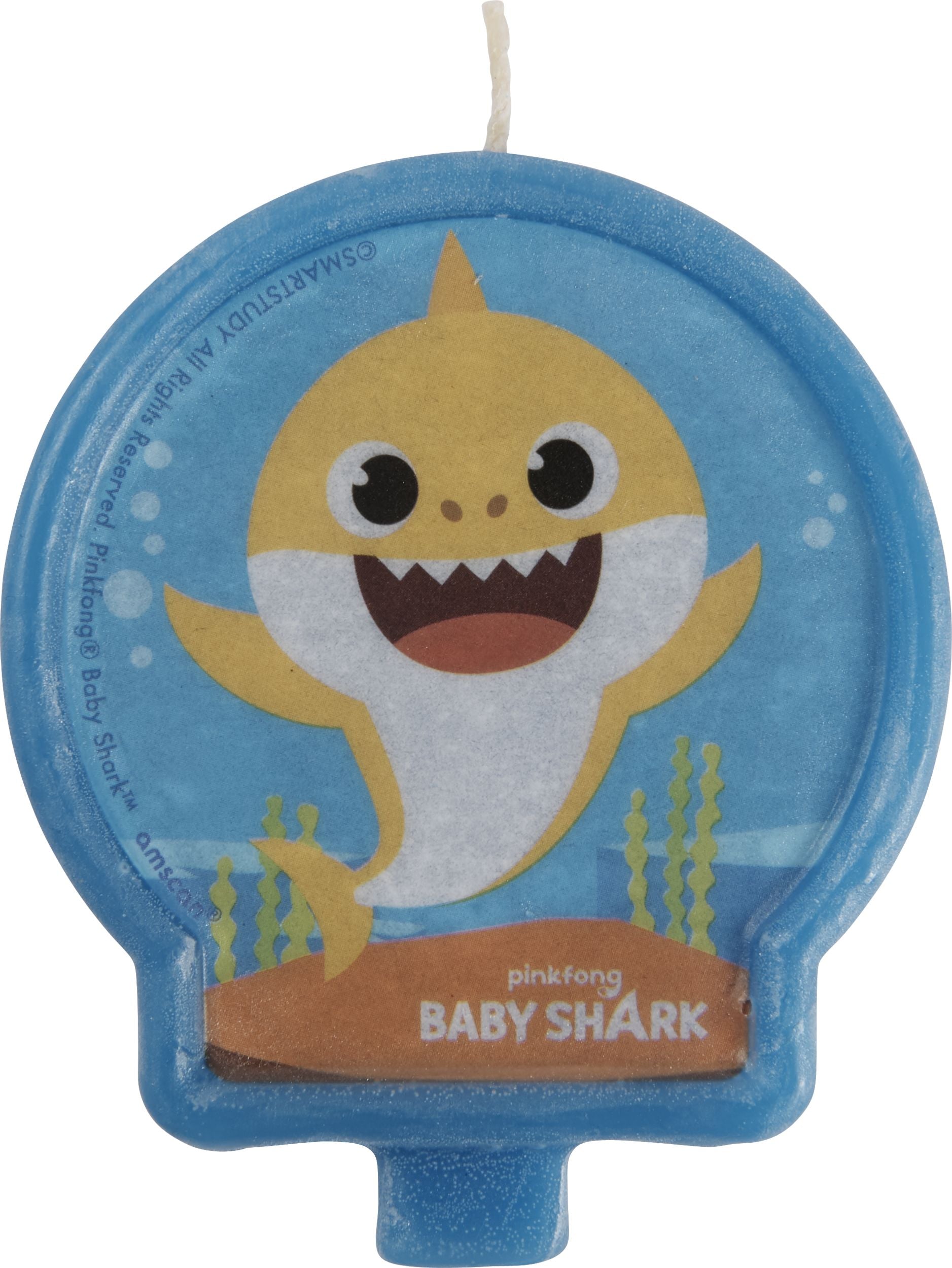 Baby Shark Wax Candle, Blue/Yellow, 2.4-in, for Birthday Party