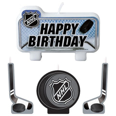 NHL Happy Birthday Wax Candle Set, Blue/Black, 4.5-inch, 4-pk