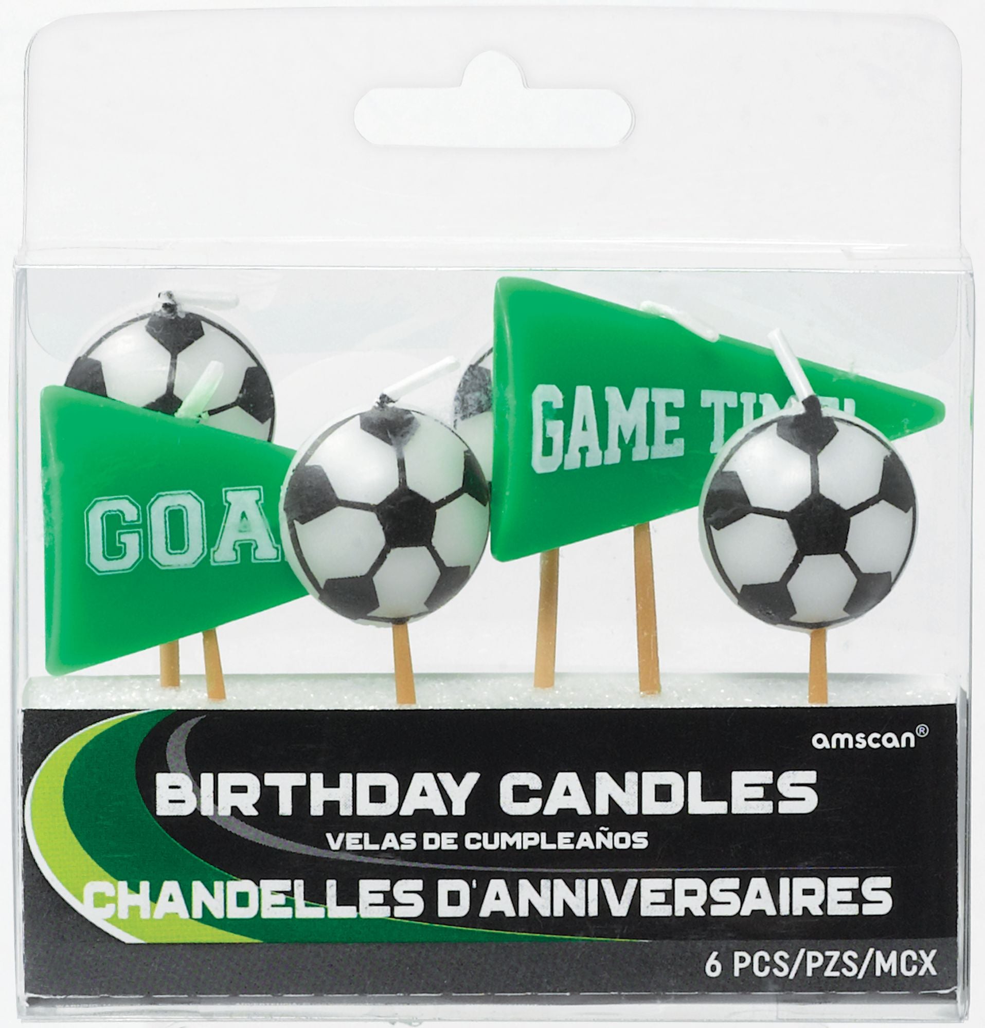 Soccer Game Time Wax Candle Set, Green, 3-inch, 6-pk