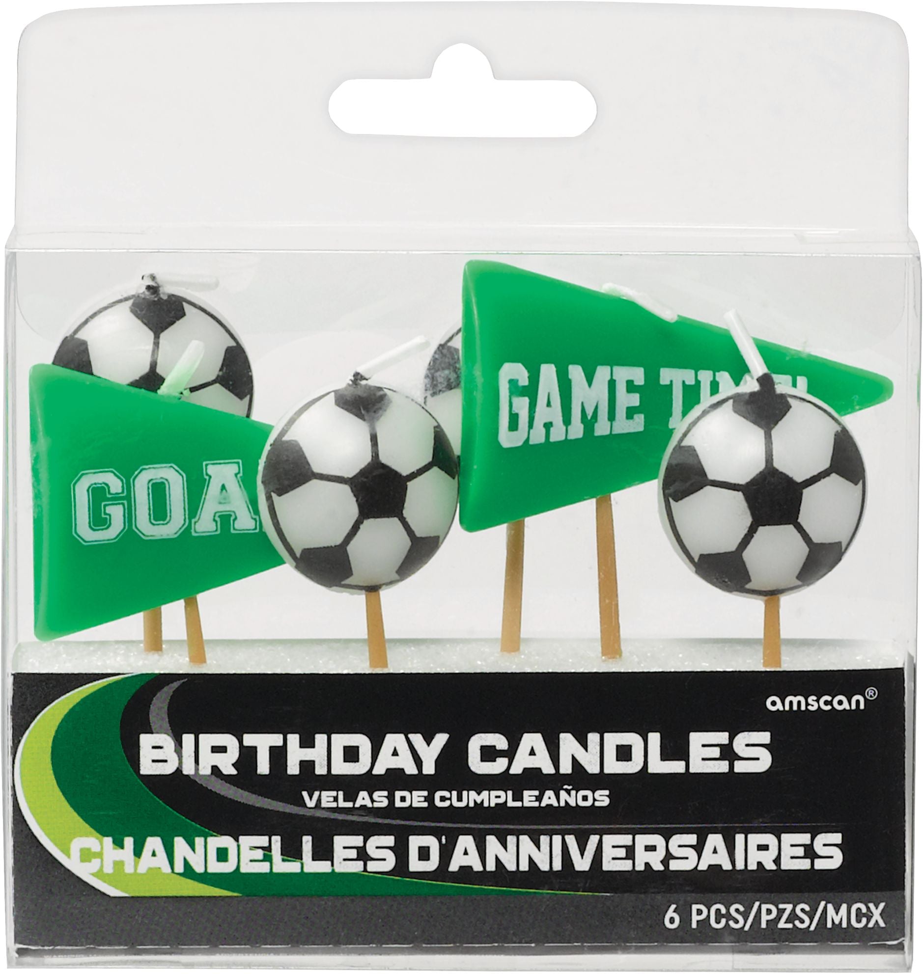 Soccer Game Time Wax Candle Set, Green, 3-inch, 6-pk