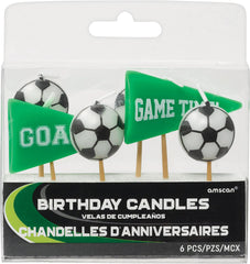Soccer Game Time Wax Candle Set, Green, 3-inch, 6-pk