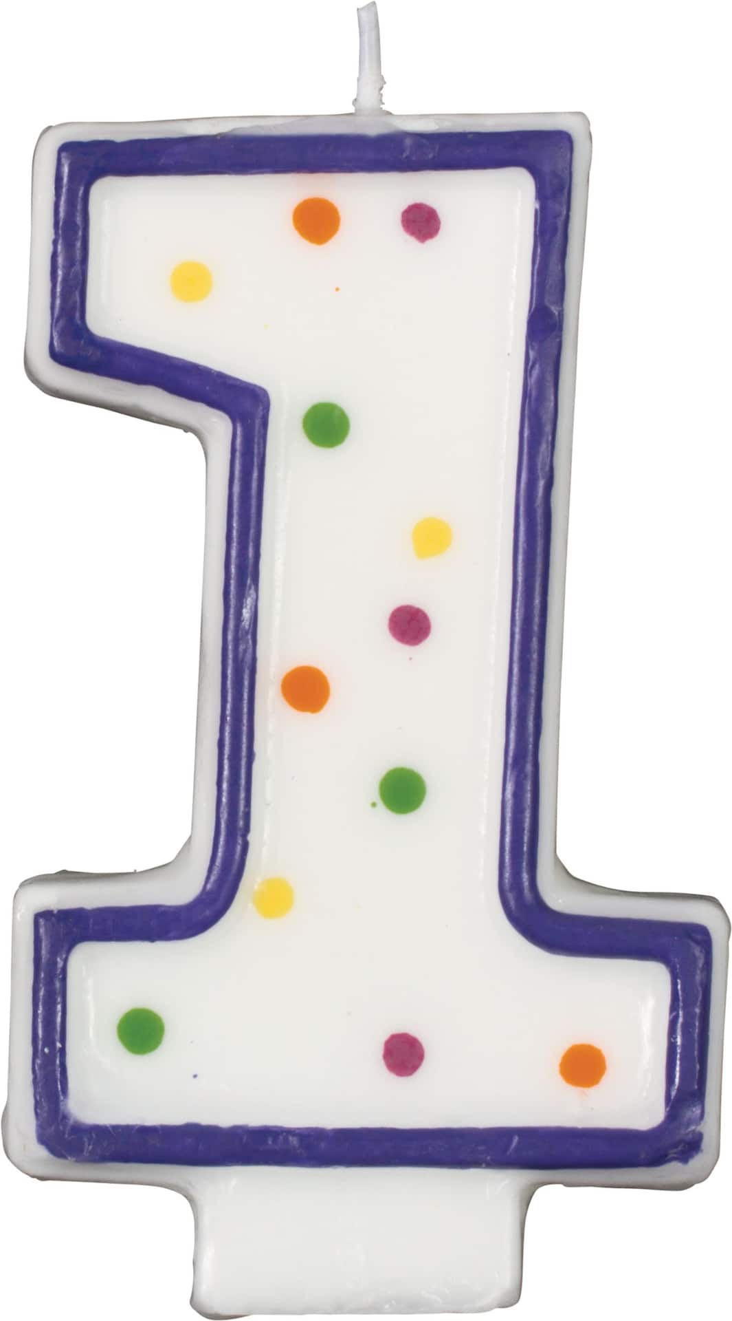 Multi-Colored Polka Dot Number 1 Wax Candle