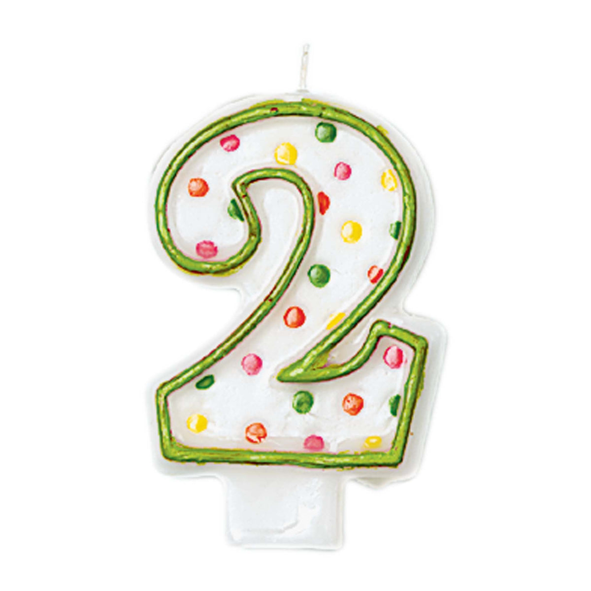 Multi-Colored Polka Dot Number 2 Wax Outline Candle