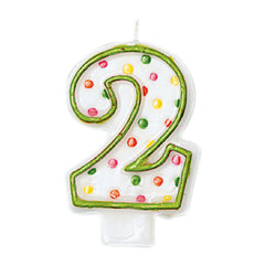 Multi-Colored Polka Dot Number 2 Wax Outline Candle