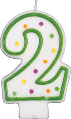 Multi-Colored Polka Dot Number 2 Wax Outline Candle