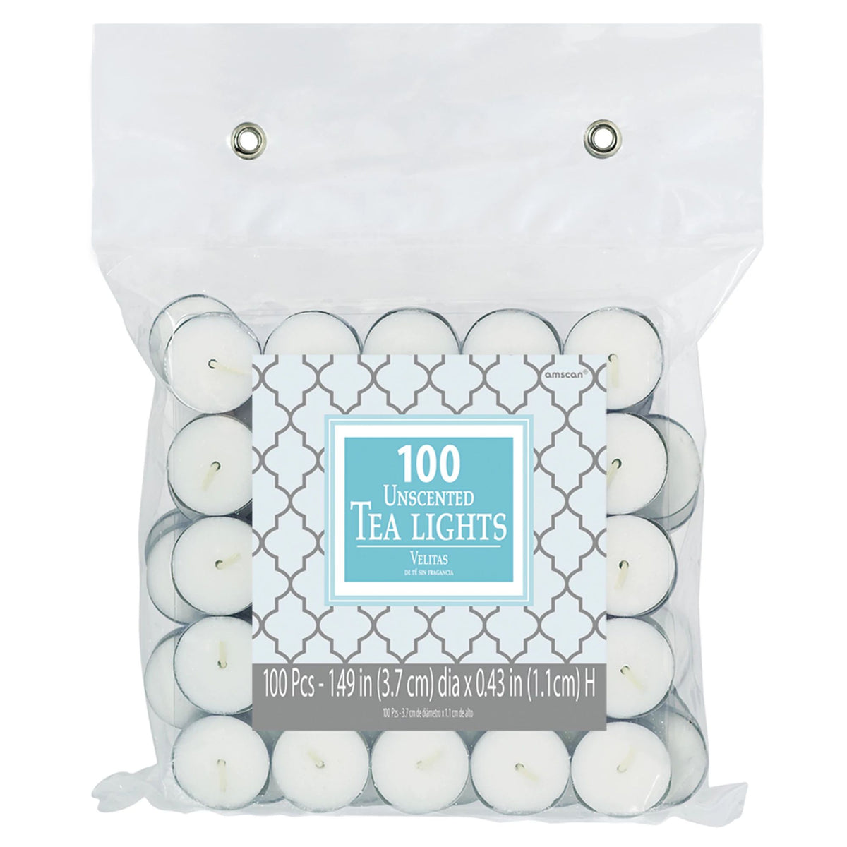 Unscented Tealight Wax Candles, White, 1.5-inch, 100-pk