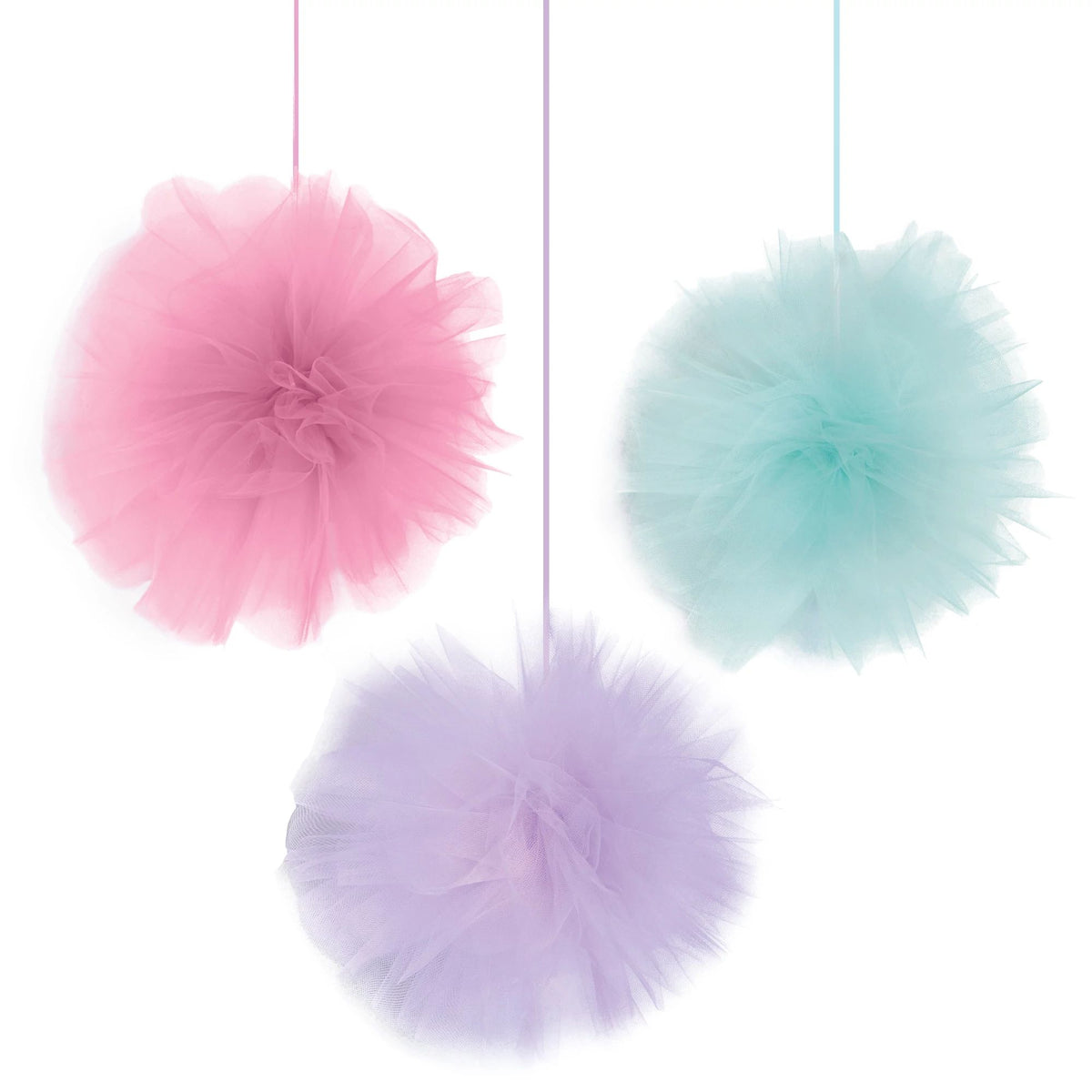 Tissue Pom Pom Decorations, Pink/Purple/Blue, 11.75-inch, 3-pk