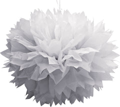 White Fluffy Tissue Pom Pom Decorations, 16-inch, 3-Pack