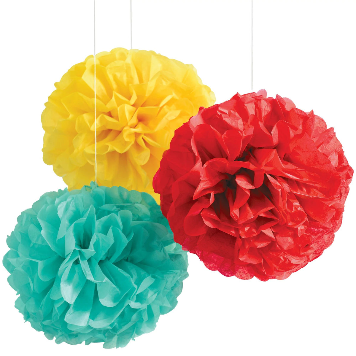 Vibrant Rainbow Fluffy Paper Decorations, 3-pk