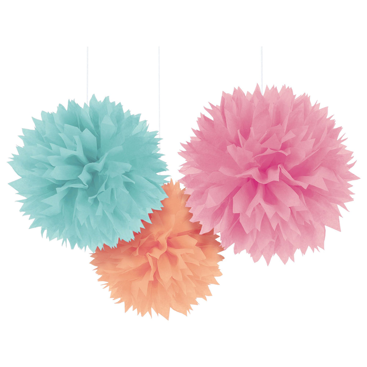 Pastel Fluffy Tissue Pom-Pom Decorations, 3-pk