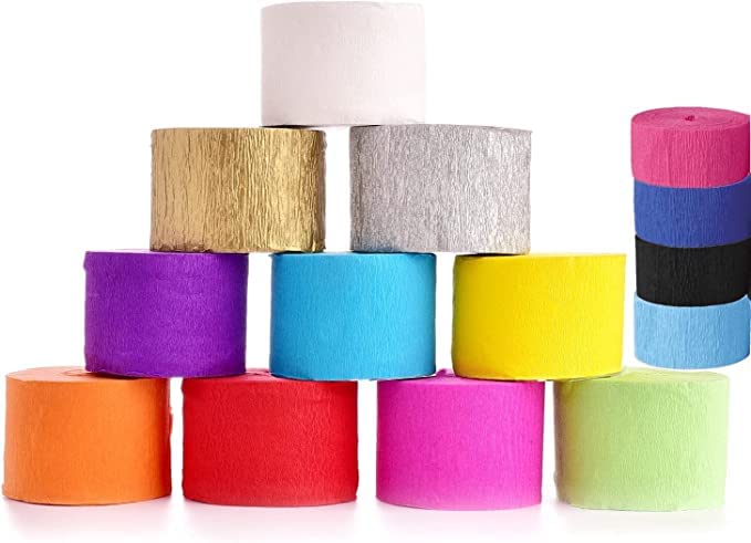 Crepe Paper Streamer, Silver, 200-foot