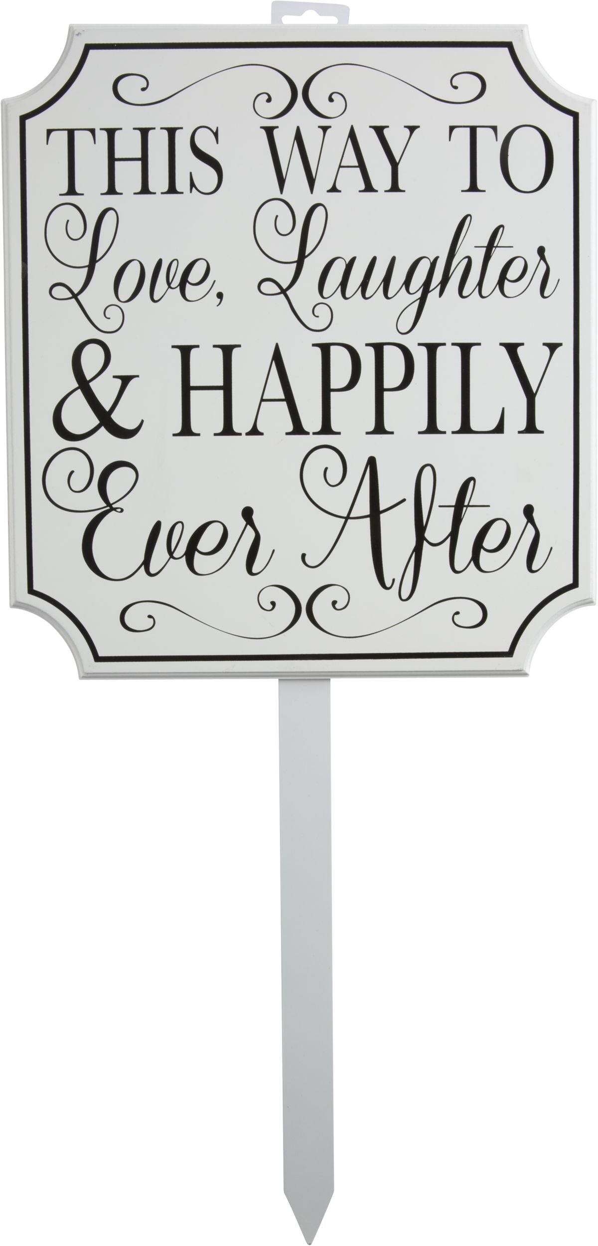 "This Way to Happily Ever After" Yard Stake Sign, White, 30-inch, Wedding