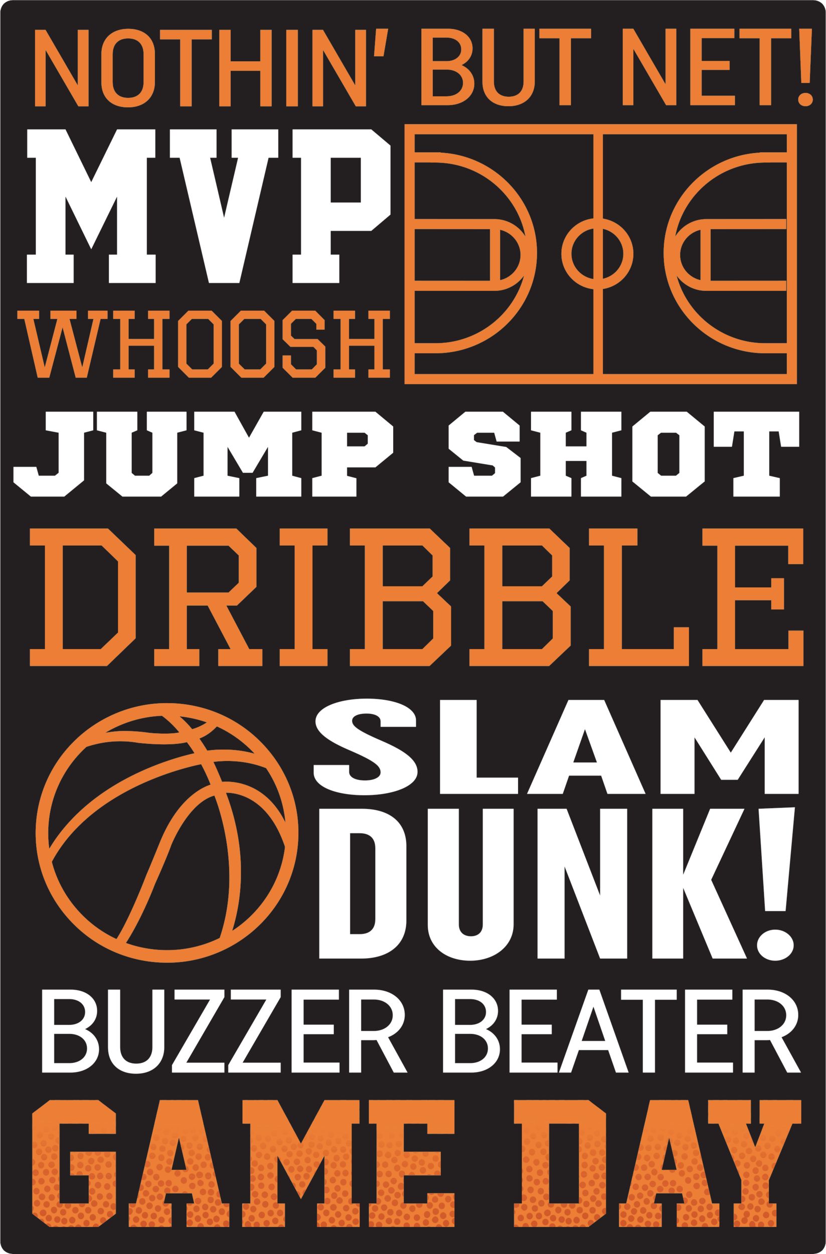 Basketball Table/Wall Cutout Decorations, Orange/Black, 11-inch, 12-pk