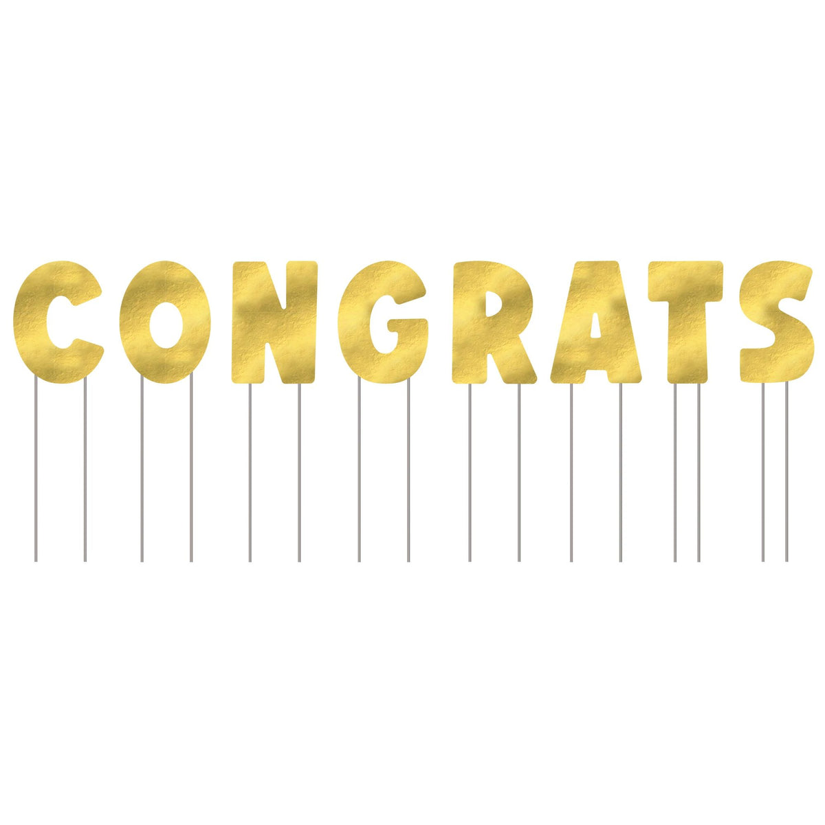Gold "Congrats" Outdoor Yard Sign Decorations, 25-inch, 8-pk