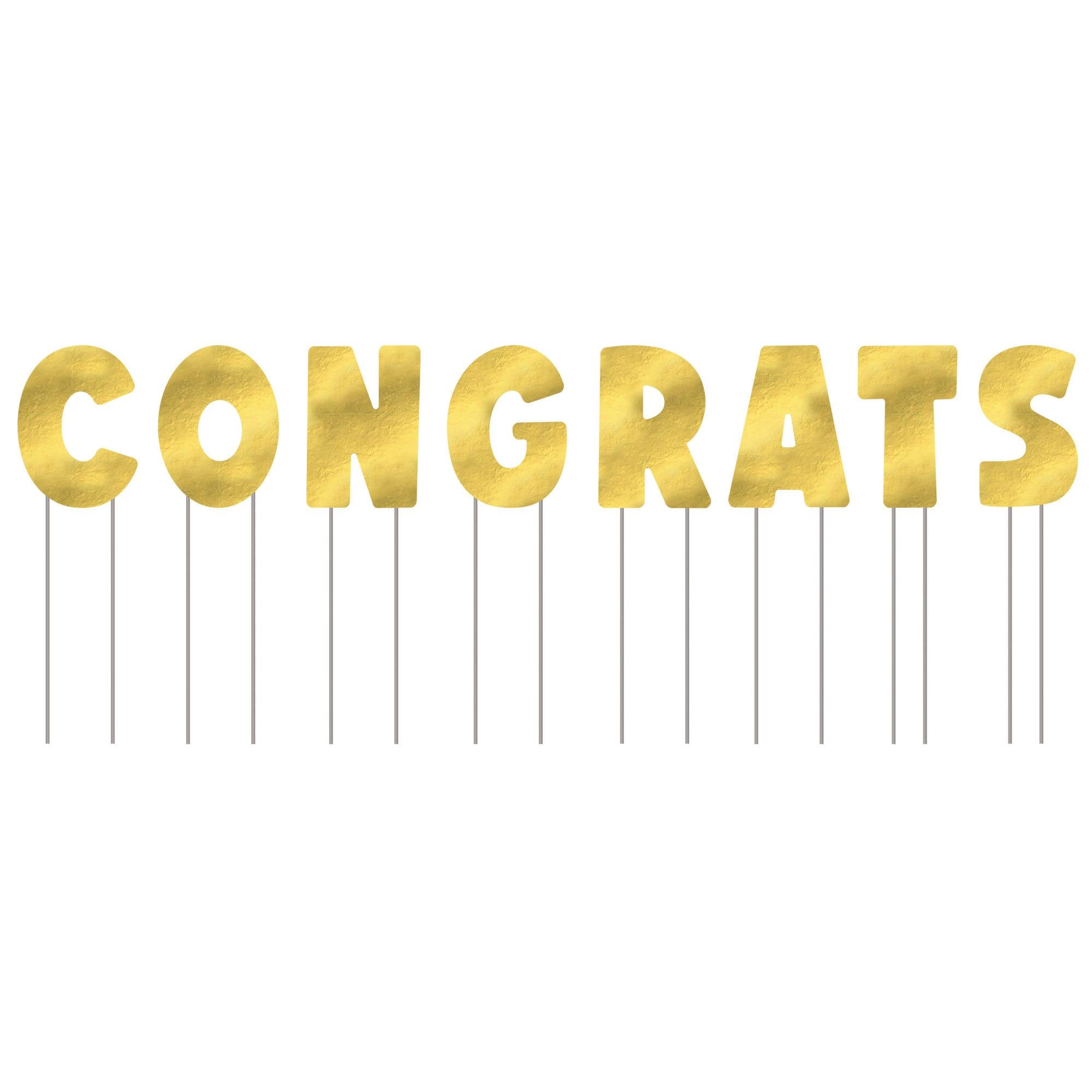Gold "Congrats" Outdoor Yard Sign Decorations, 25-inch, 8-pk