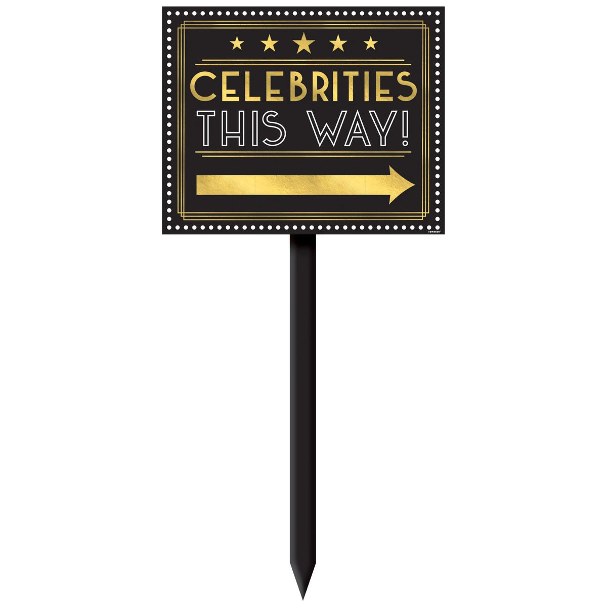 Awards Night "Celebrities This Way" Yard Stake Sign, Black/Gold, 28 inch