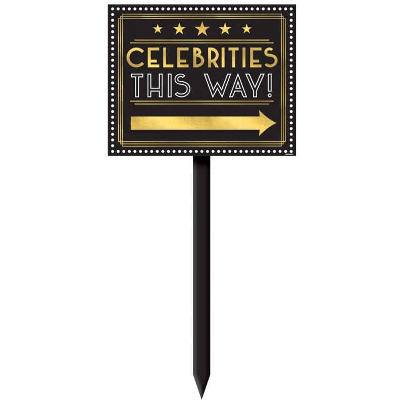 Awards Night "Celebrities This Way" Yard Stake Sign, Black/Gold, 28 inch