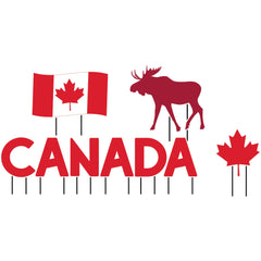 Canada Day Yard Signs, Red, 1.7-ft, 9-pk
