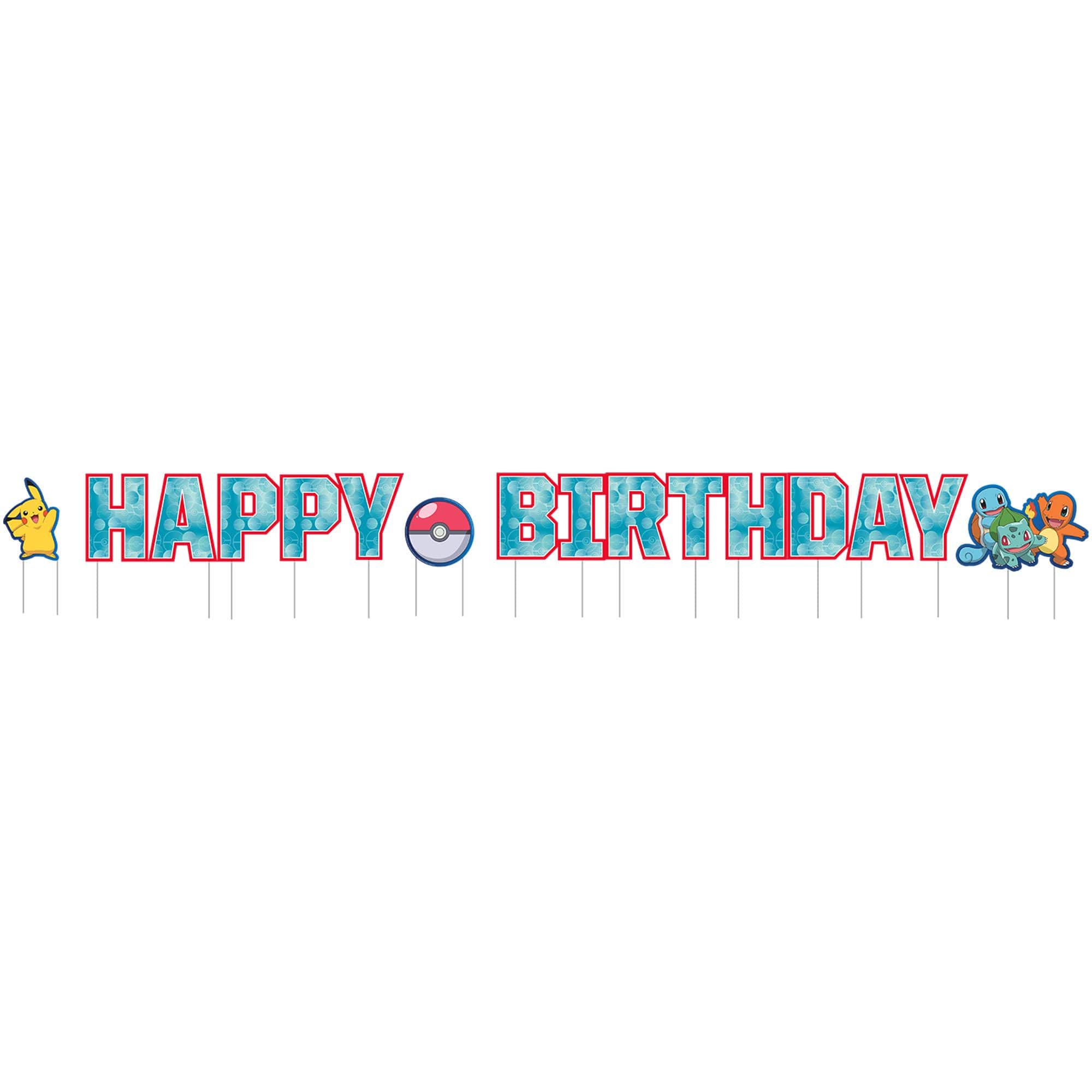 Nintendo Pokémon Happy Birthday Yard Stake Sign Decorations, Blue, 18 inch, 5-pk