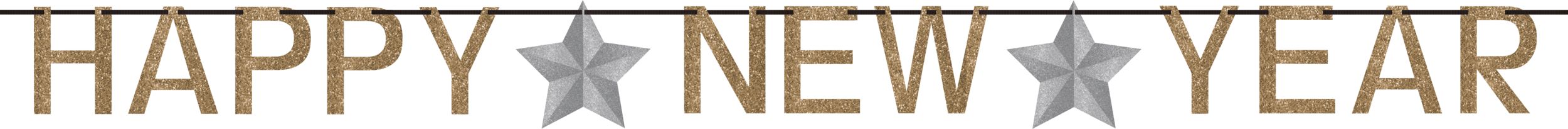 Happy New Year Garland Banner Decoration, Gold/Silver, 12-foot