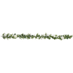 Floral Garland, Green/White, 18-ft