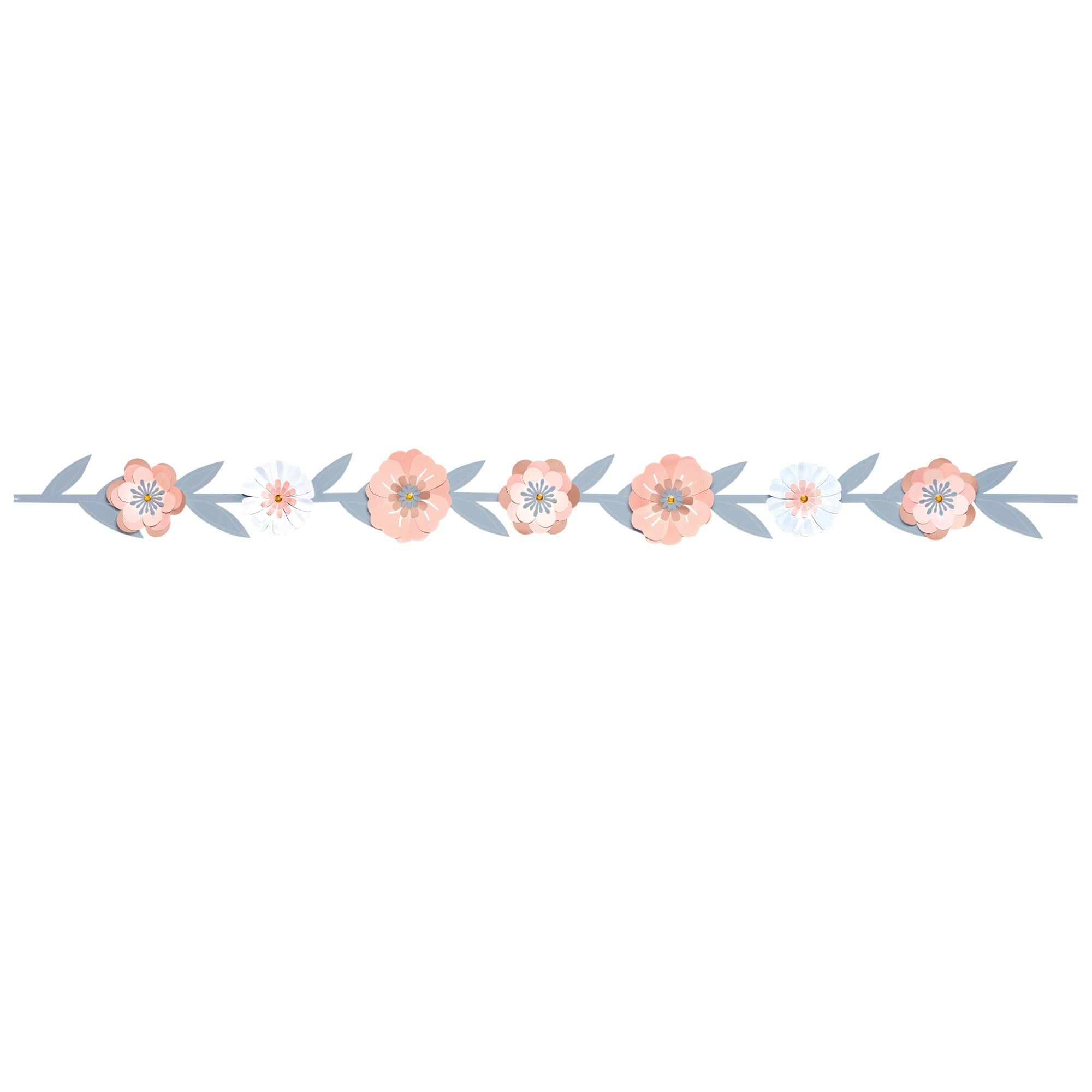 Floral Garland, Pink/Blue, 9-foot