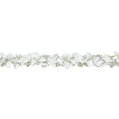 White Rose & Leaf Fabric Garland, 6-foot