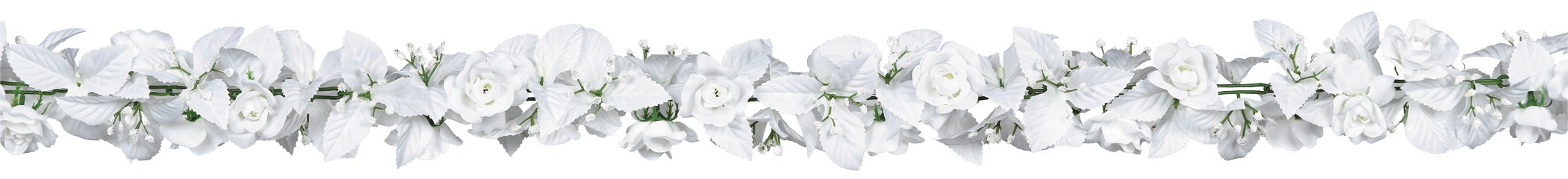 White Rose & Leaf Fabric Garland, 6-foot