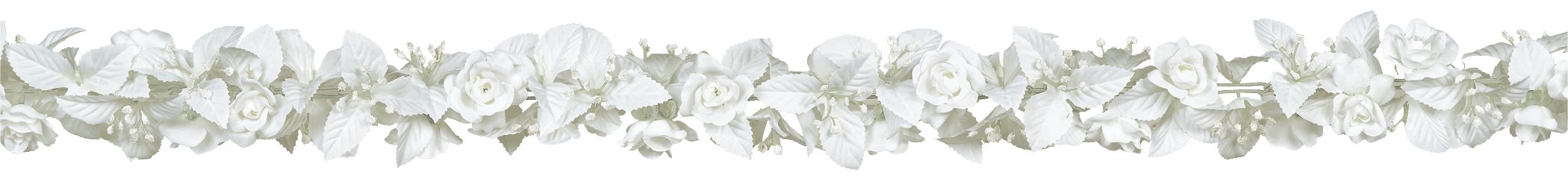 White Rose & Leaf Fabric Garland, 6-foot