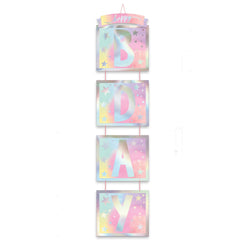Luminous Happy Bday Hanging Decoration, Pink/Blue, 5.5-ft