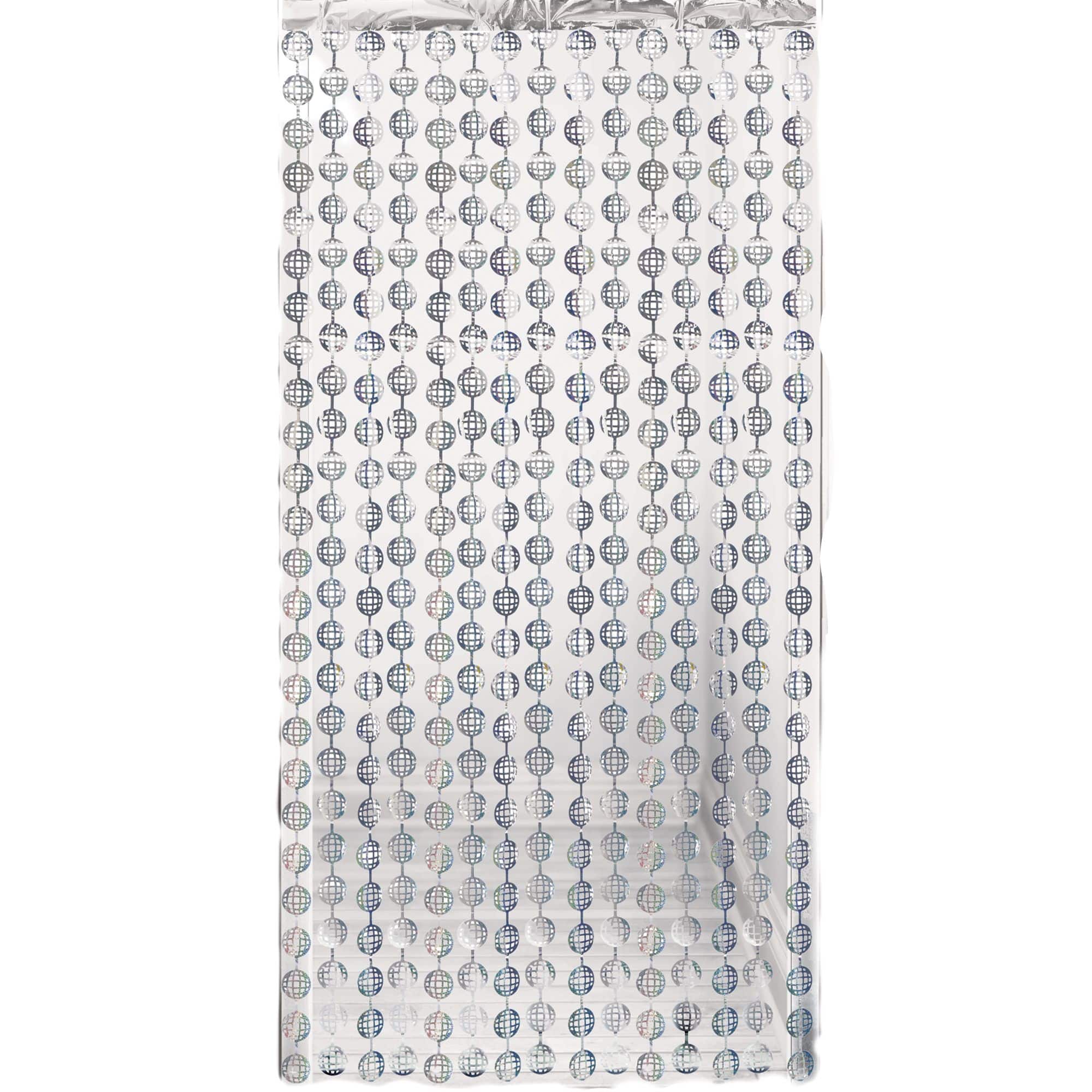 Disco Foil Hanging Doorway Curtain Decoration, Silver, 78-in