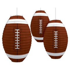 Football Paper Lantern Decorations, Brown, 9.5-inch, 3-pk